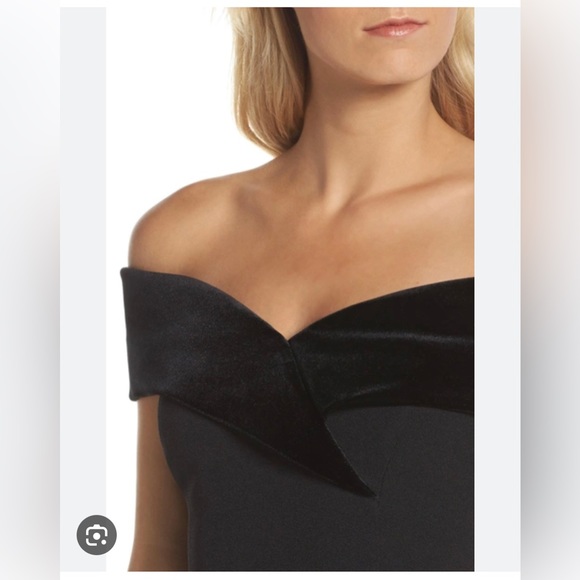 Eliza J Tops - Off the shoulder velvet & crepe top